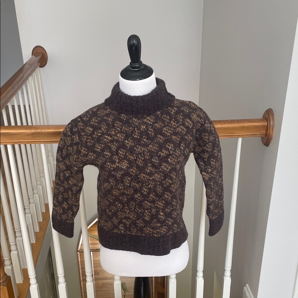 Coach Brown and Tan Cowl Neck Sweater
